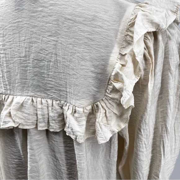 Who What Wear Long Sleeve Vintage Inspired Button Front Blouse Cream Ruffle - Picture 10 of 12